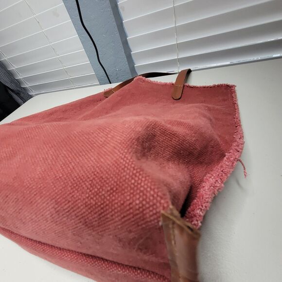 Graf Lantz Hana Cotton Woven Canvas Leather Strap Shoulder Tote Bag Purse - Picture 6 of 16